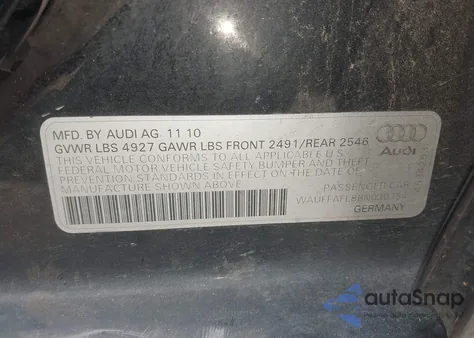 2011 Audi A4 2.0T Premium z USA, uszkodzony, nr VIN WAUFFAFL8BN030754